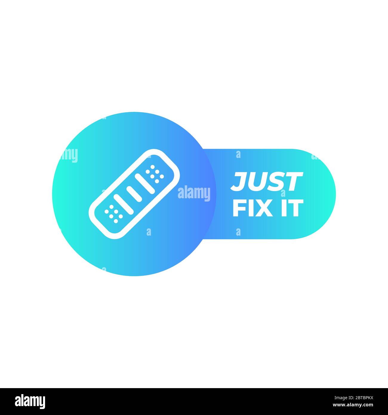 Web line icon. Adhesive plaster . Just Fix It quote Stock Vector