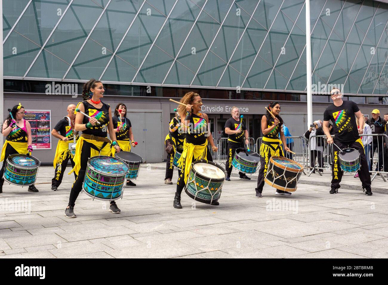 Katumba drumming band, free public performance at Kings Dock, Liverpool