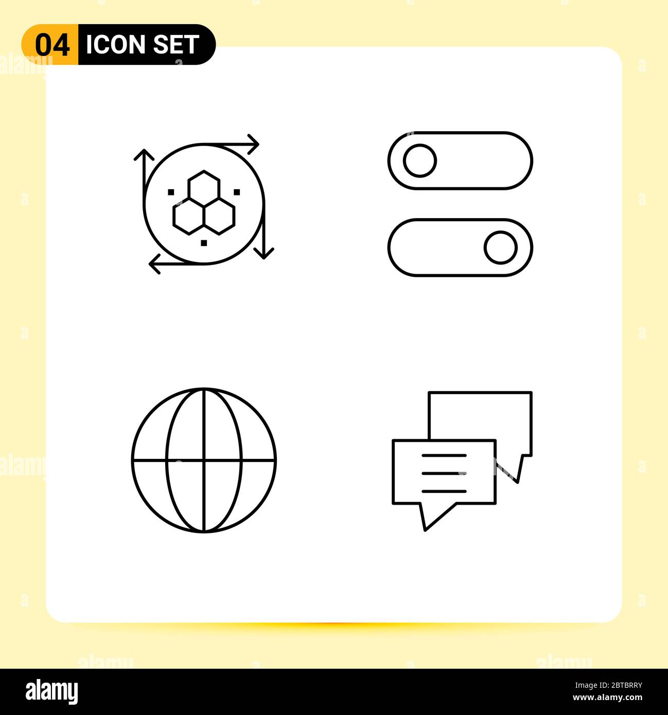 4 User Interface Line Pack of modern Signs and Symbols of computer graphics, nature, modeling tool, toggle, chat Editable Vector Design Elements Stock Vector