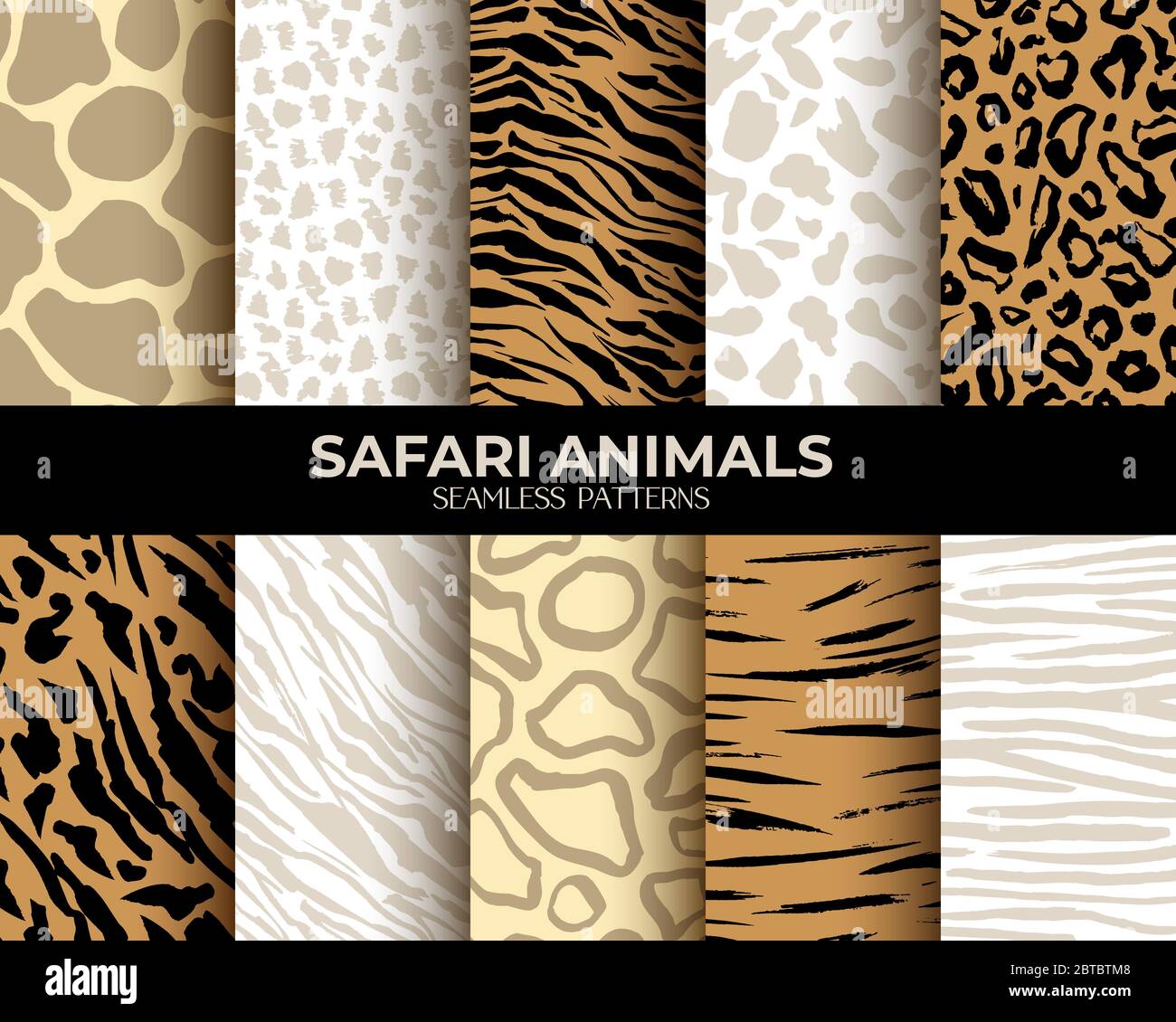 Seamless Patterns of animal fur print with texture, leopard, tiger and zebra seamless vector abstract backgrounds set. African animals fur, animal skin patterns, brown jaguar, giraffe, panther Stock Vector Image & Art - Seamless Patterns of animal fur print with texture, leopard, tiger and zebra seamless vector abstract backgrounds set. African animals fur, animal skin patterns, brown jaguar, giraffe, panther Stock Vector Image & Art -