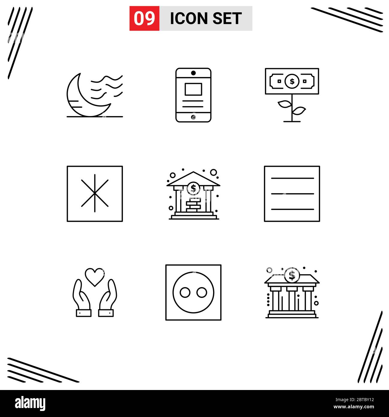 Pack of 9 creative Outlines of coin, refrigerator, business, icebox, growth Editable Vector Design Elements Stock Vector