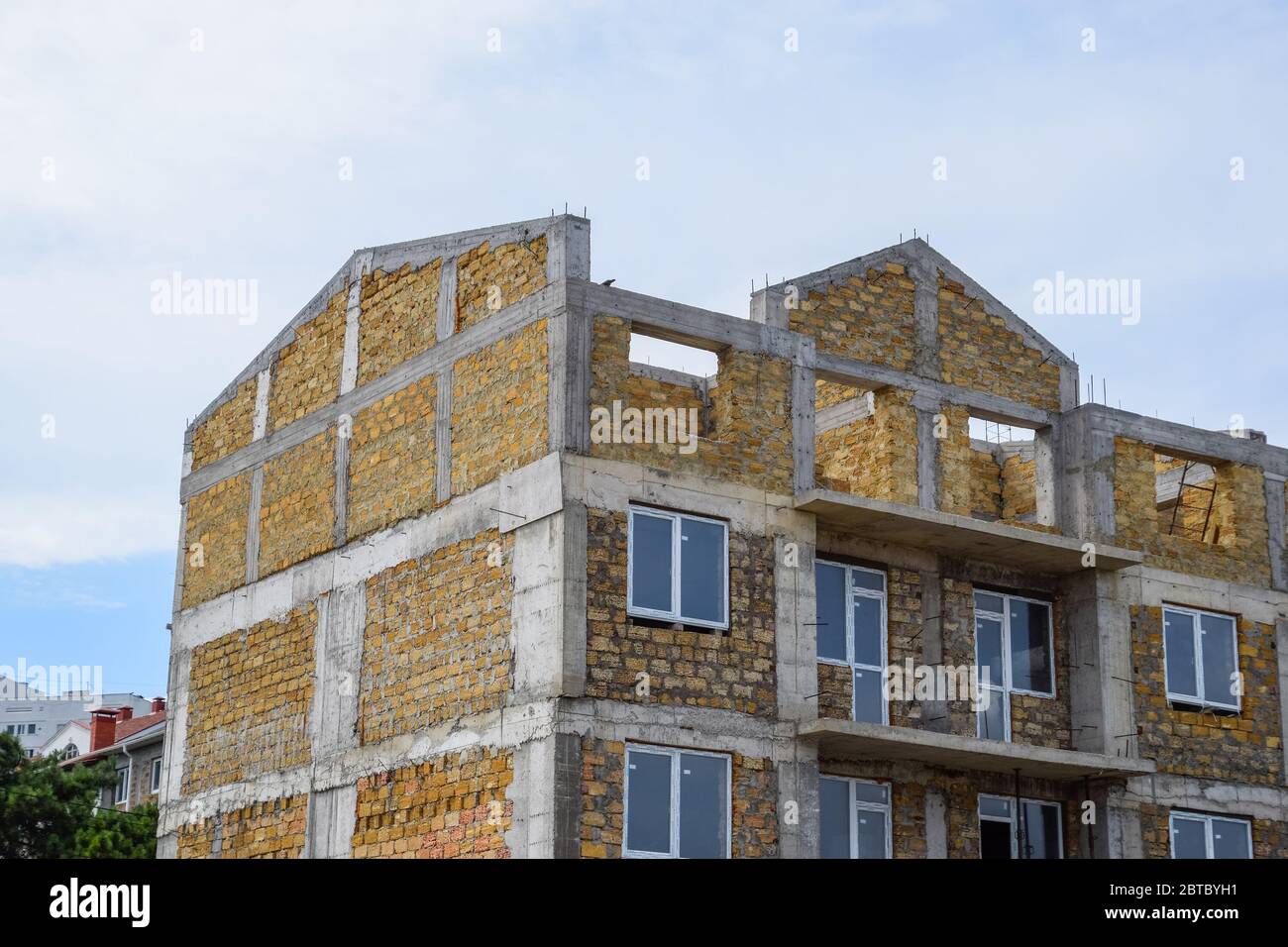 Limestone limestone houses. Building material is limestone Stock Photo