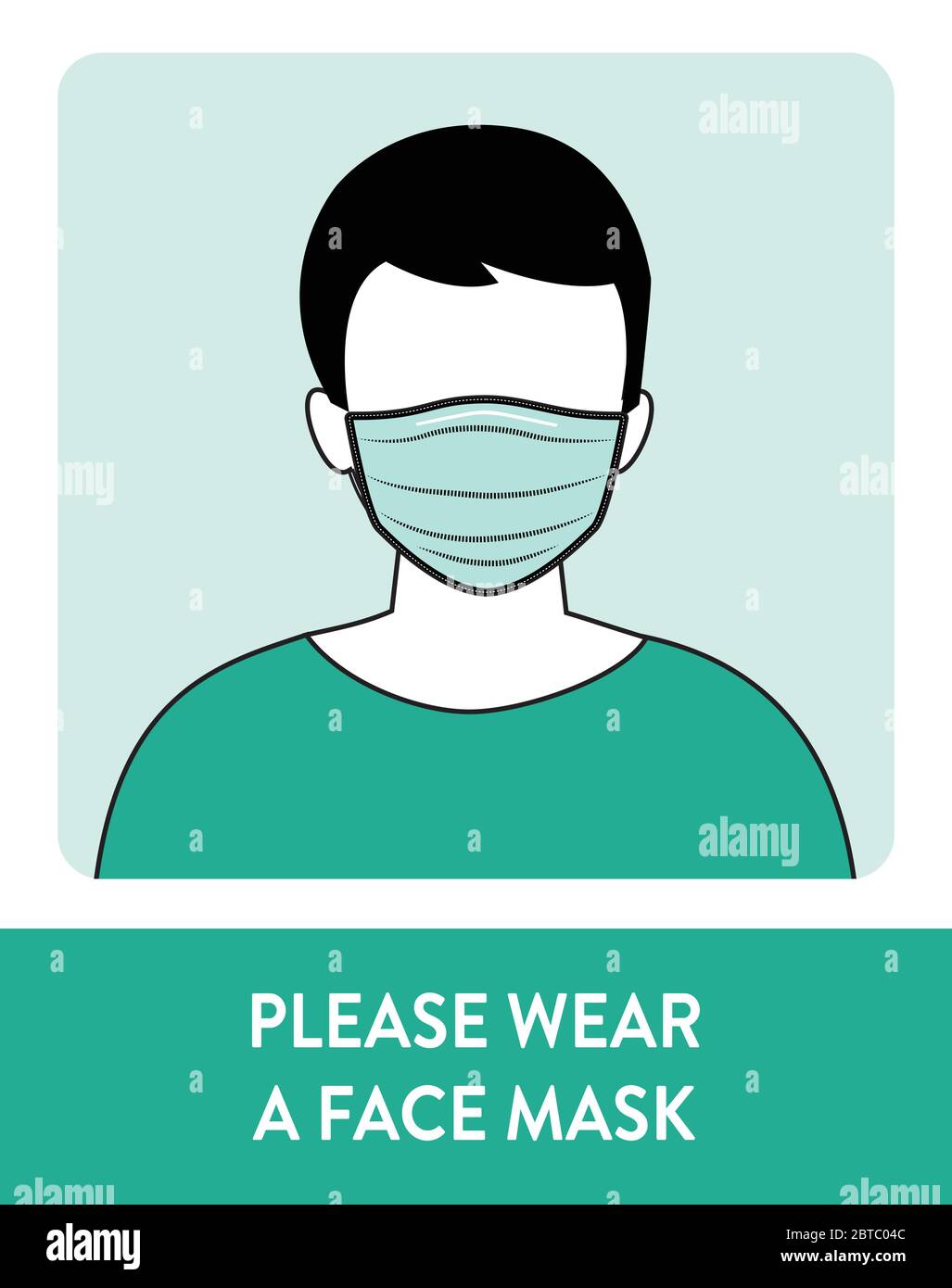 Man wear face mask vector. Vector wear face mask sign. Warning sign
