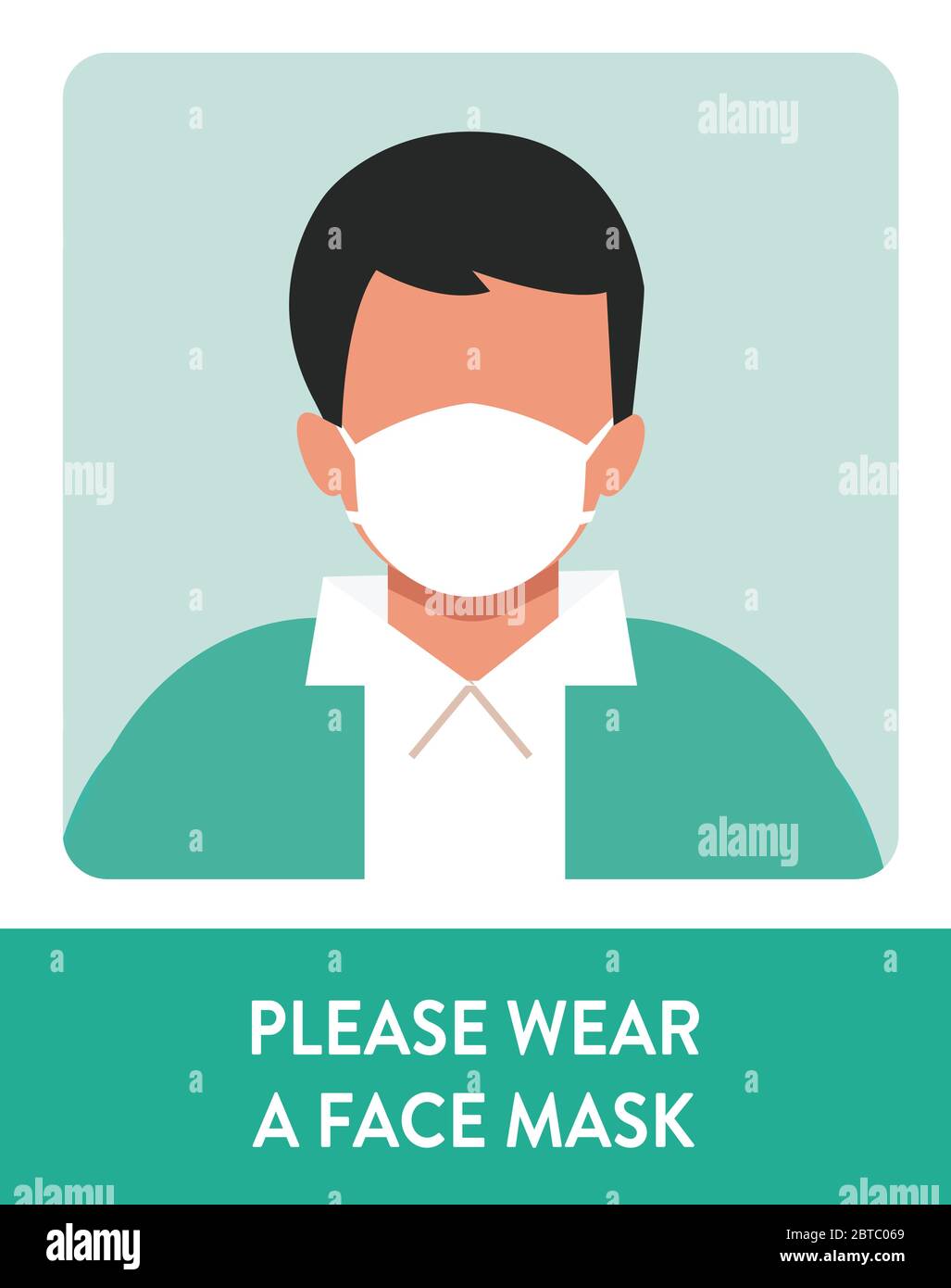 Man wear face mask vector. Vector wear face mask sign. Warning sign wear of protective