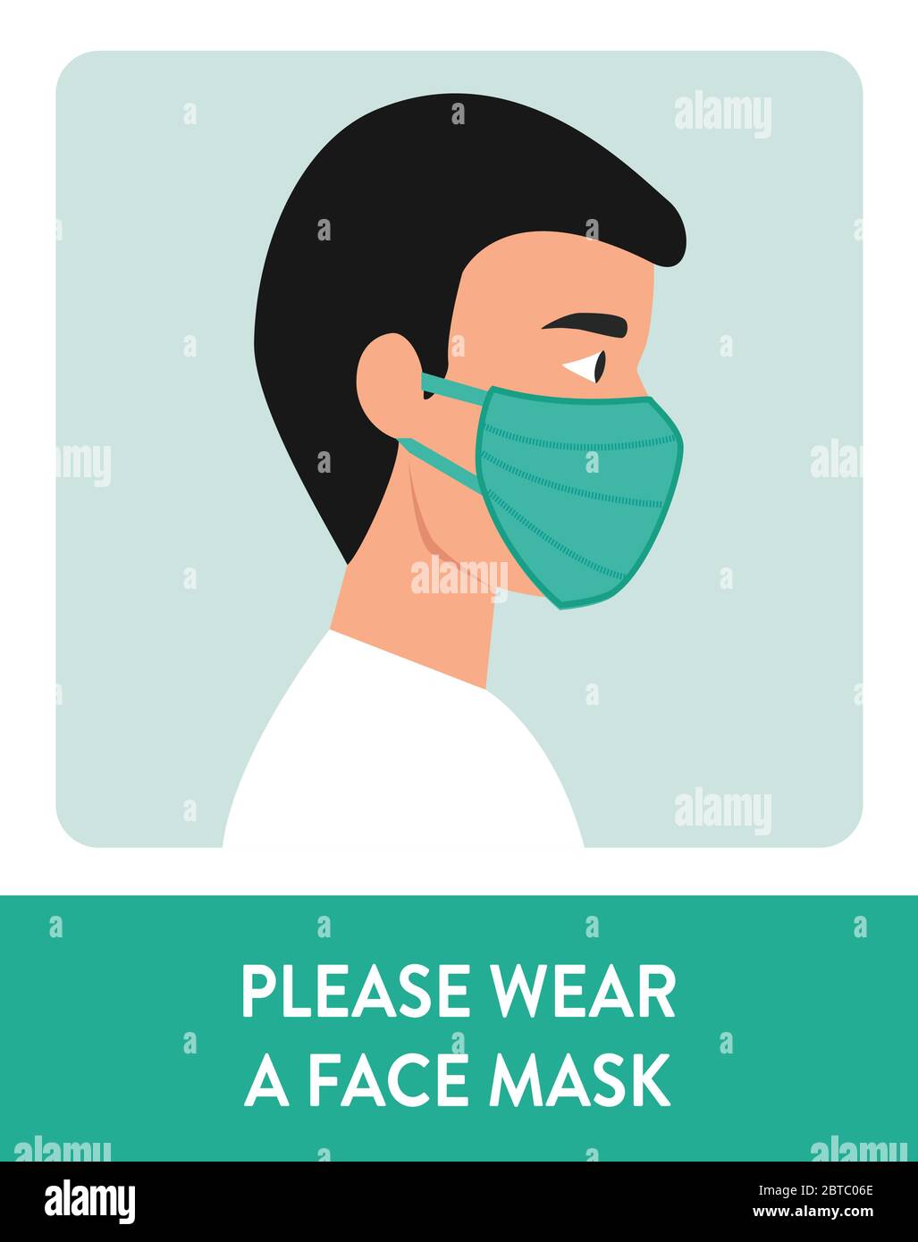 Man wear face mask vector. Vector wear face mask sign. Warning sign