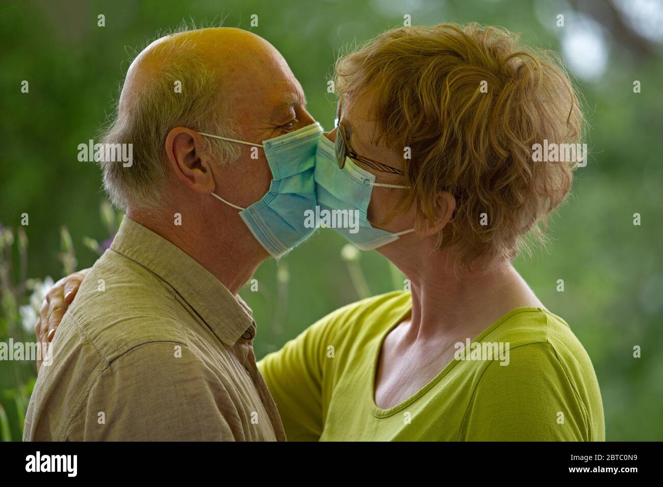 kissing in times of Corona, Germany Stock Photo