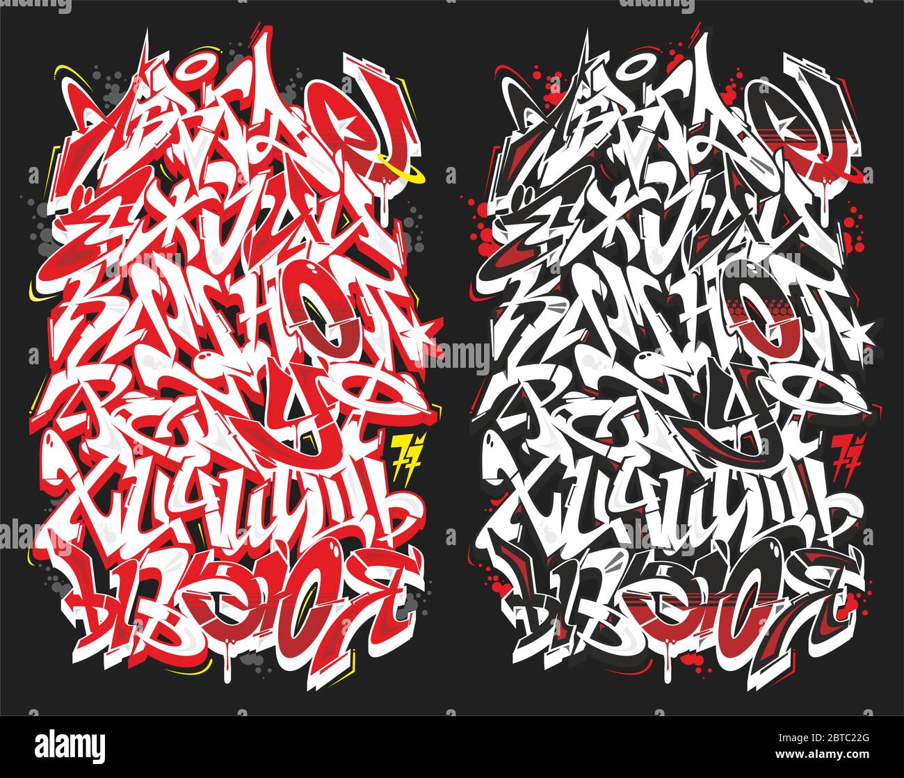 Set Of Two Cyrillic Graffity Wildstyle Alphabets Vector Illustration Stock  Vector Image & Art - Alamy