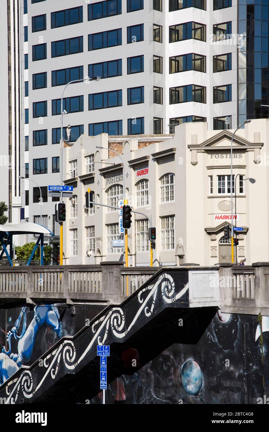 Wall mural on Sturdee Street,Central Business District,Auckland,North Island,New Zealand Stock Photo