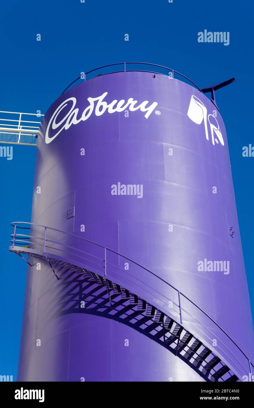 Storage tank at Cadbury Chocolate Factory,Dunedin,Central Business District,Otago District,South Island,New Zealand Stock Photo