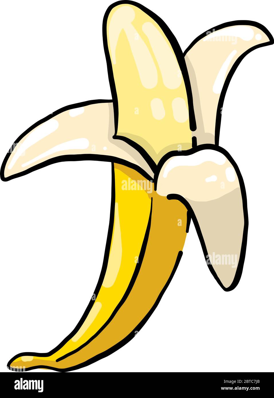 Peeled banana , illustration, vector on white background Stock Vector ...