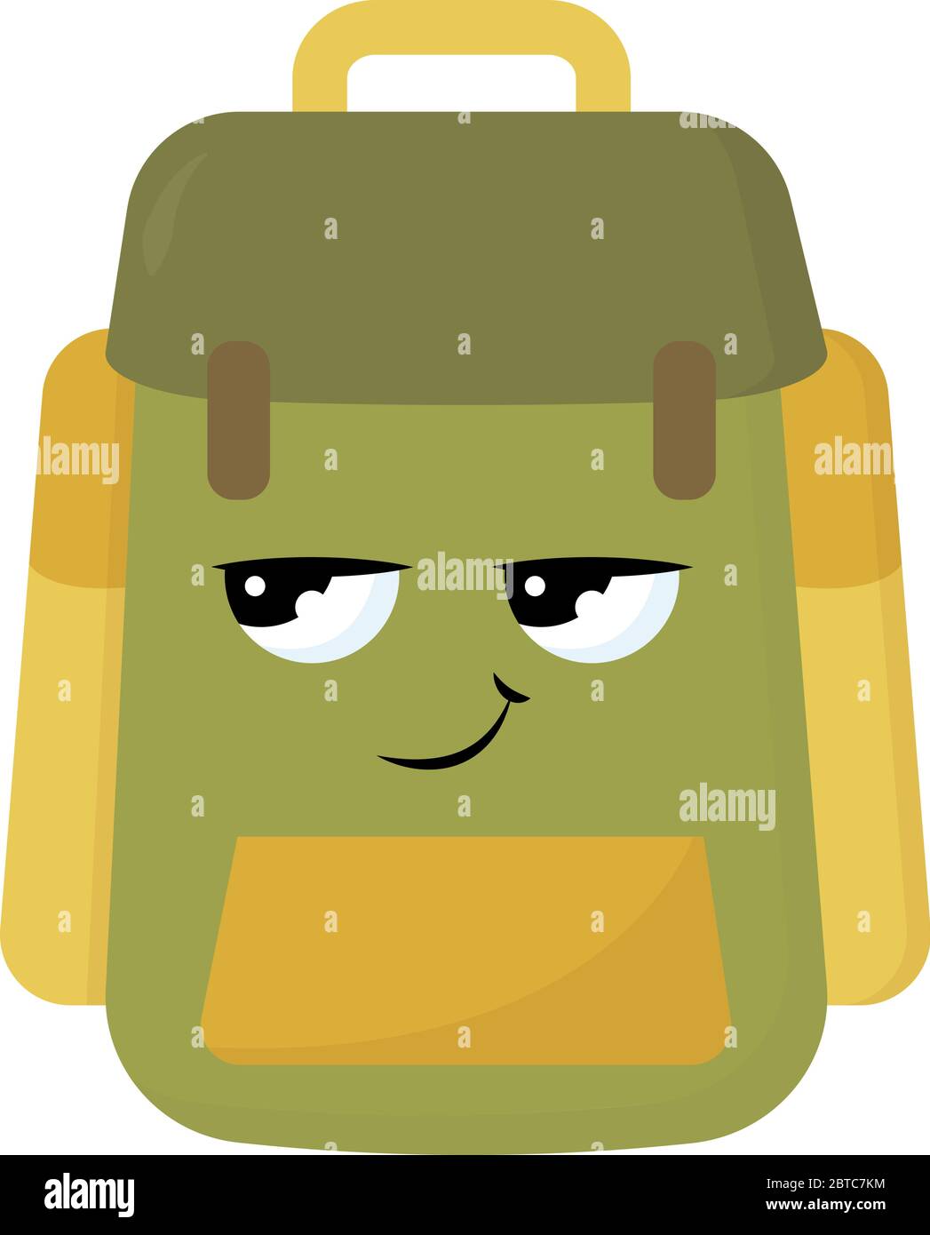 Green backpack , illustration, vector on white background Stock Vector