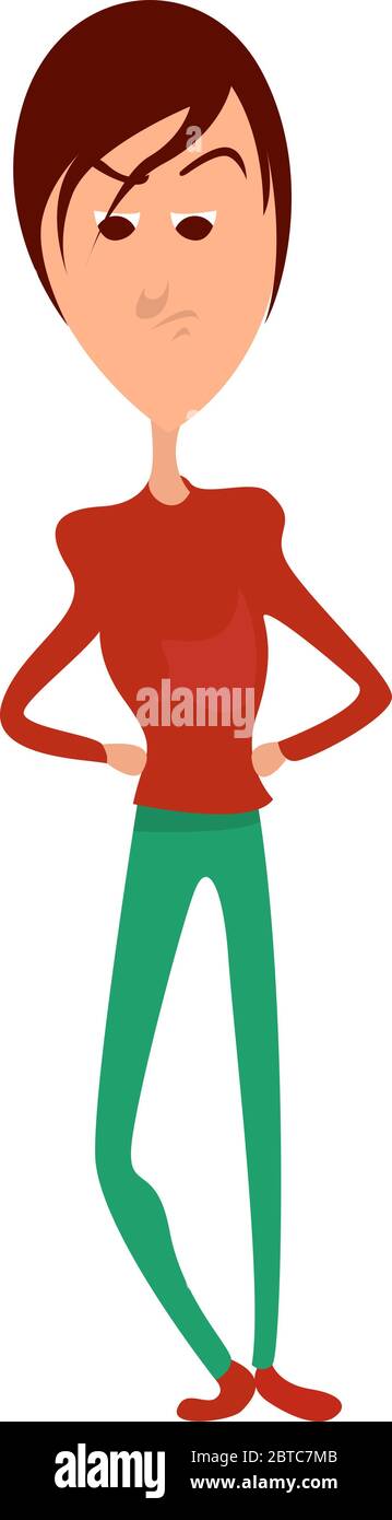 Angry woman , illustration, vector on white background Stock Vector