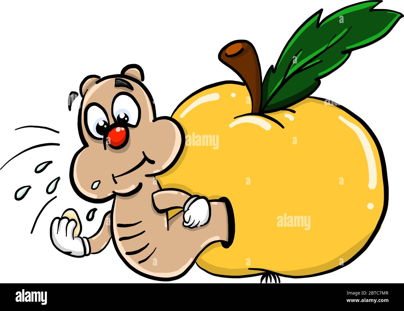 Apple with worm , illustration, vector on white background Stock Vector ...