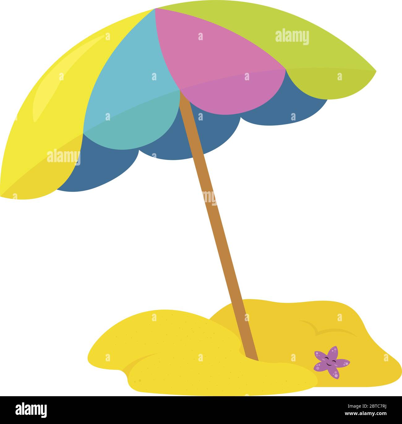 Umbrella on beach , illustration, vector on white background Stock ...