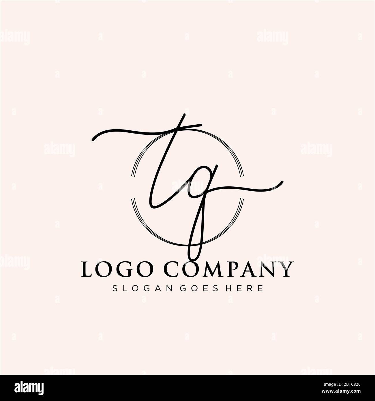 Initial TQ handwriting logo with circle template vector Stock Vector ...