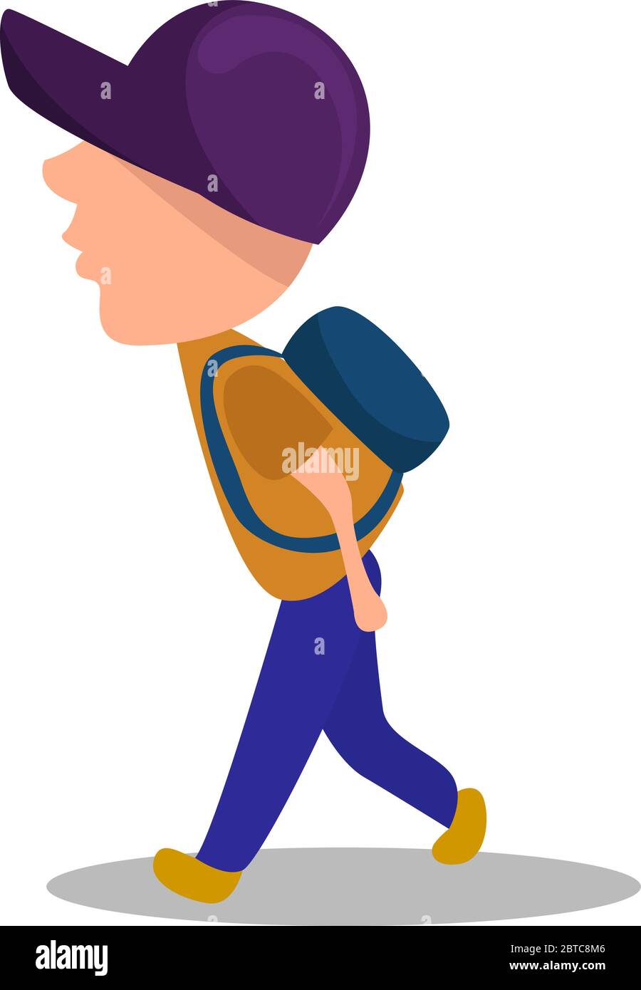 Boy with backpack , illustration, vector on white background Stock ...