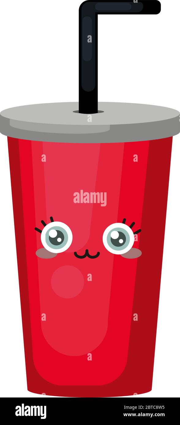 Happy red cup , illustration, vector on white background Stock Vector