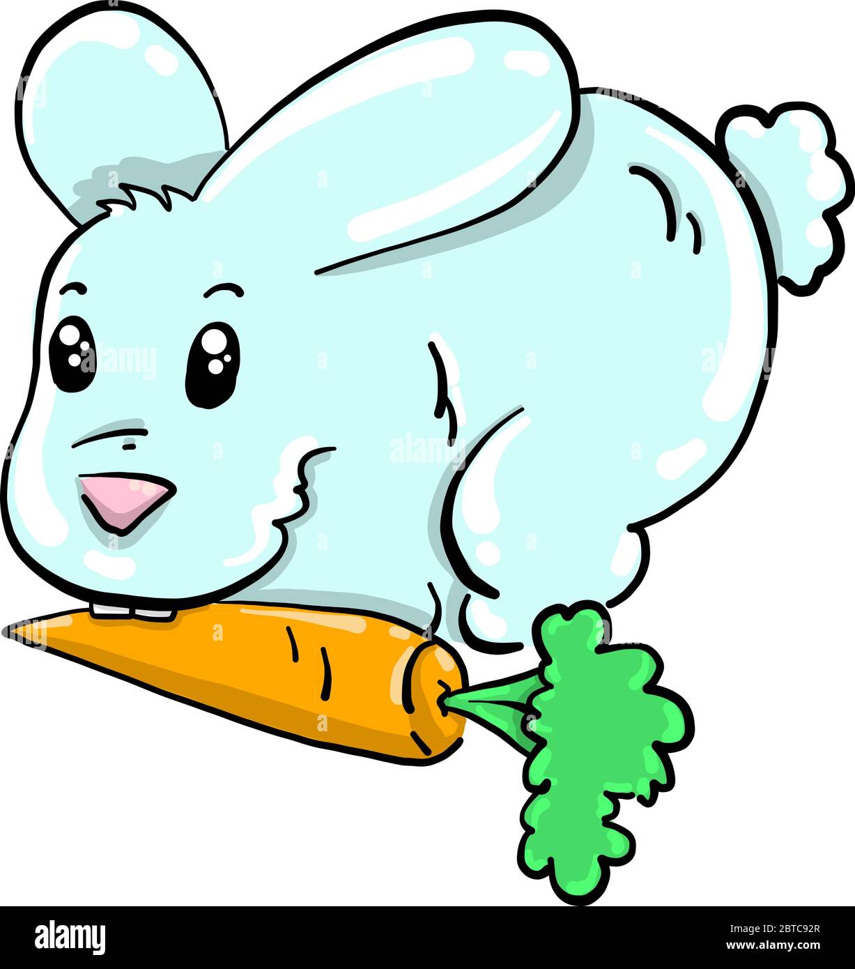 Bunny with carrot , illustration, vector on white background Stock Vector