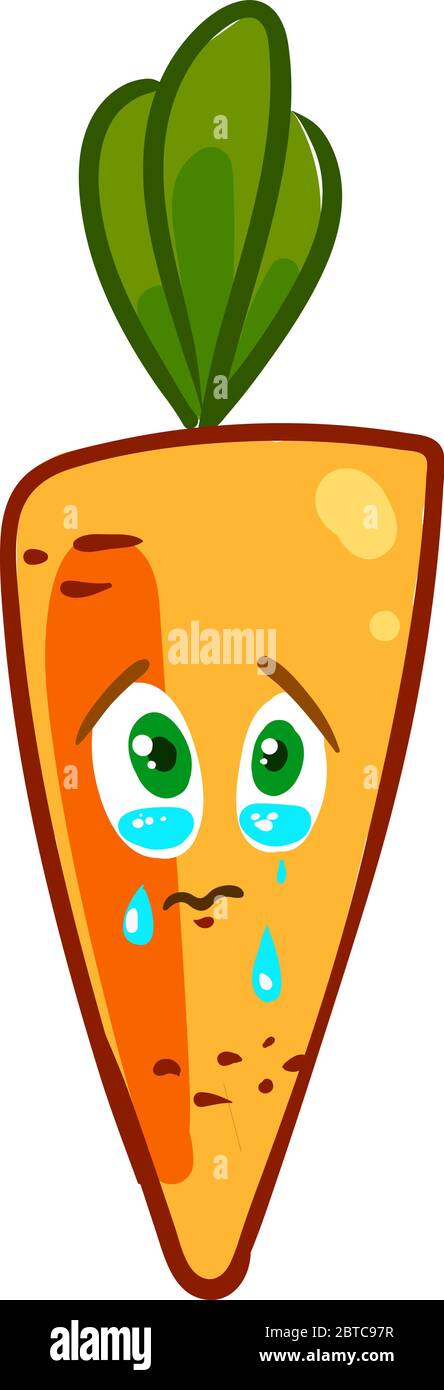 Crying carrot , illustration, vector on white background Stock Vector