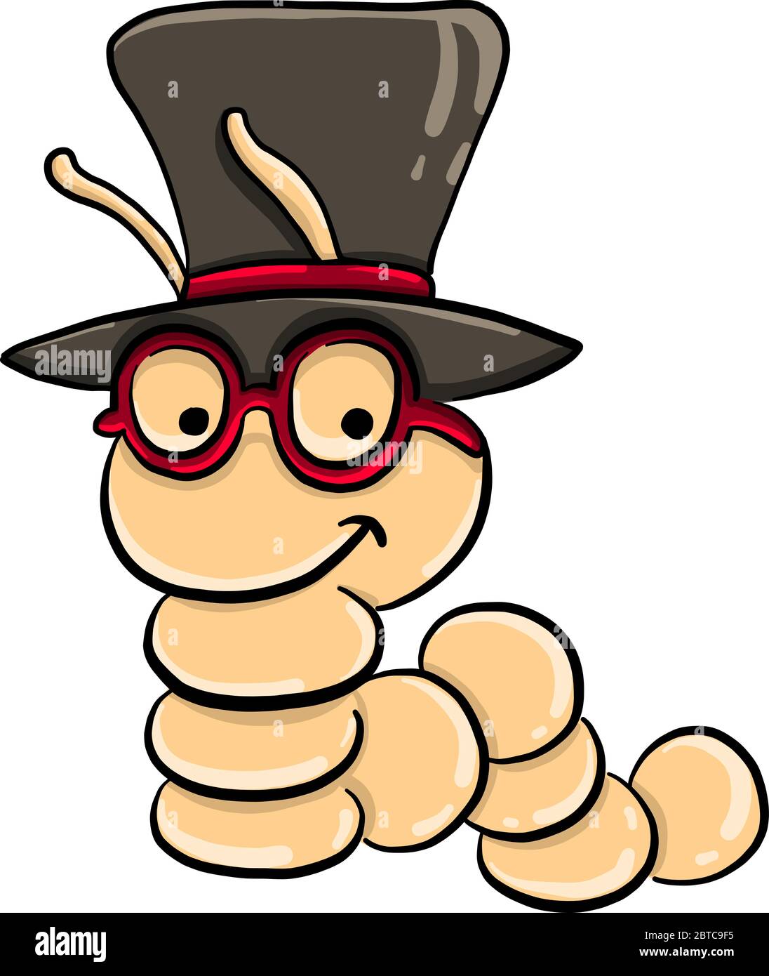 Catepillar with glasses , illustration, vector on white background Stock Vector