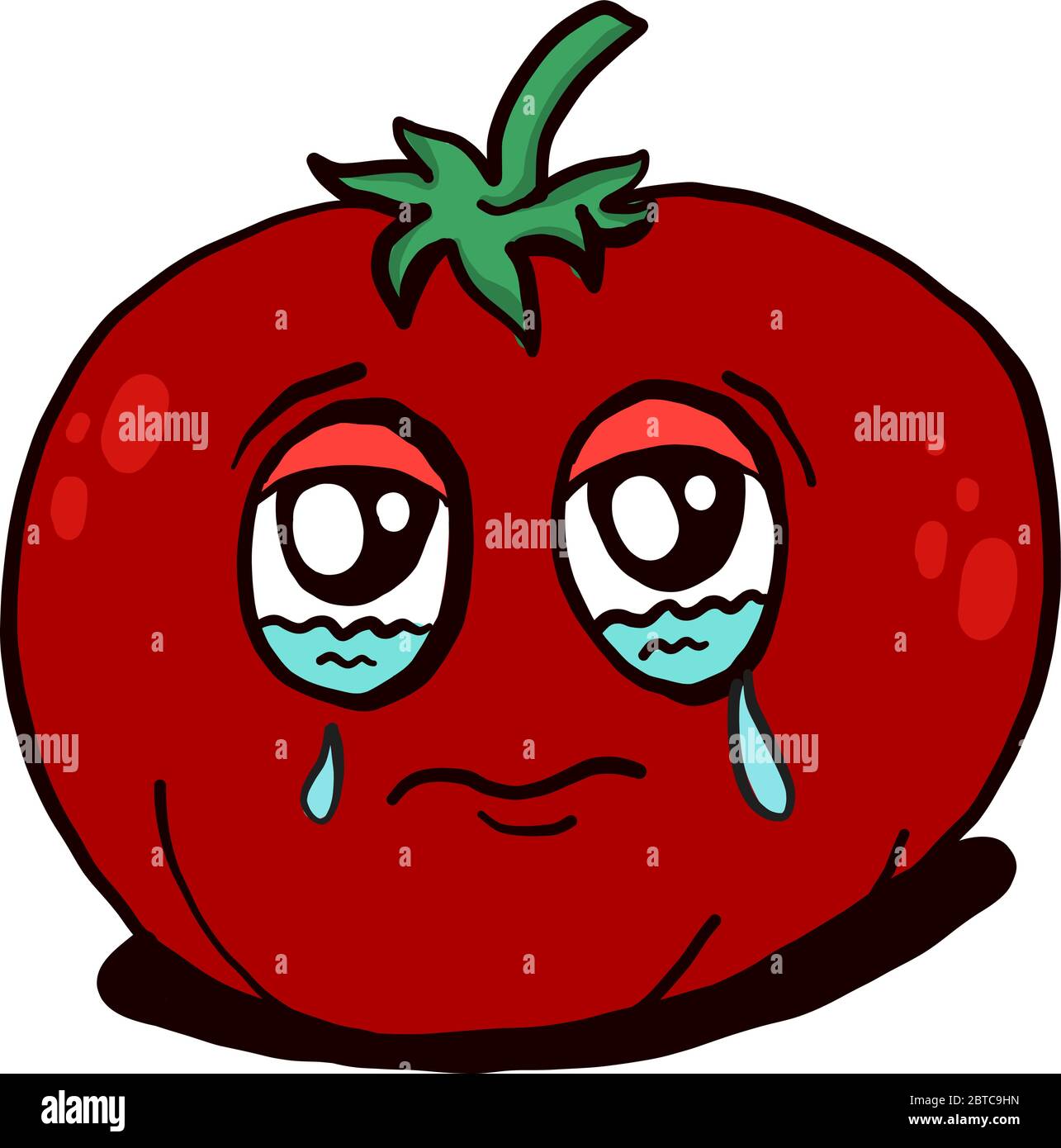 Crying tomato , illustration, vector on white background Stock Vector