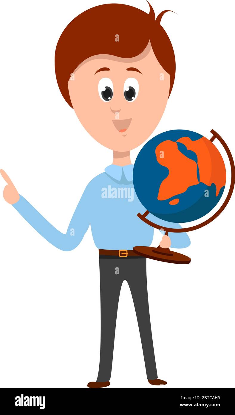 Geography teacher , illustration, vector on white background Stock ...
