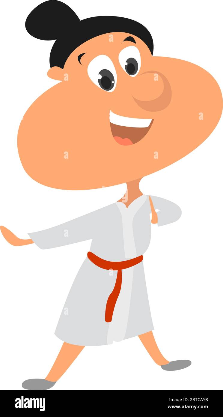 Karate girl , illustration, vector on white background Stock Vector