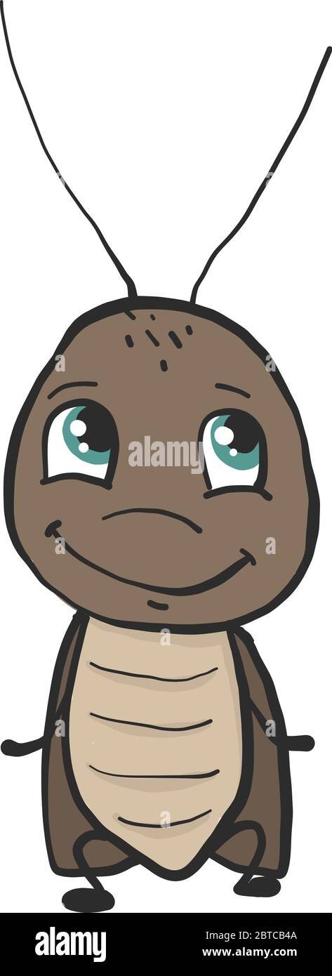 Happy cockroach , illustration, vector on white background Stock Vector