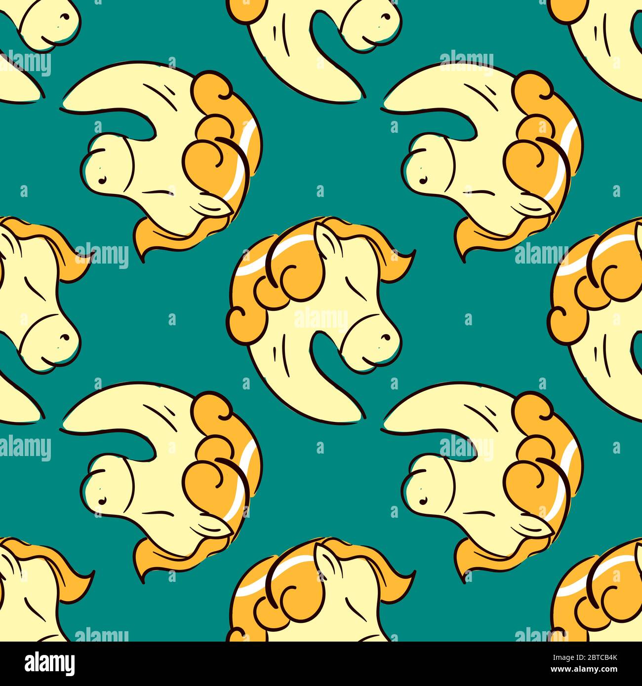 Horses pattern , illustration, vector on white background Stock Vector