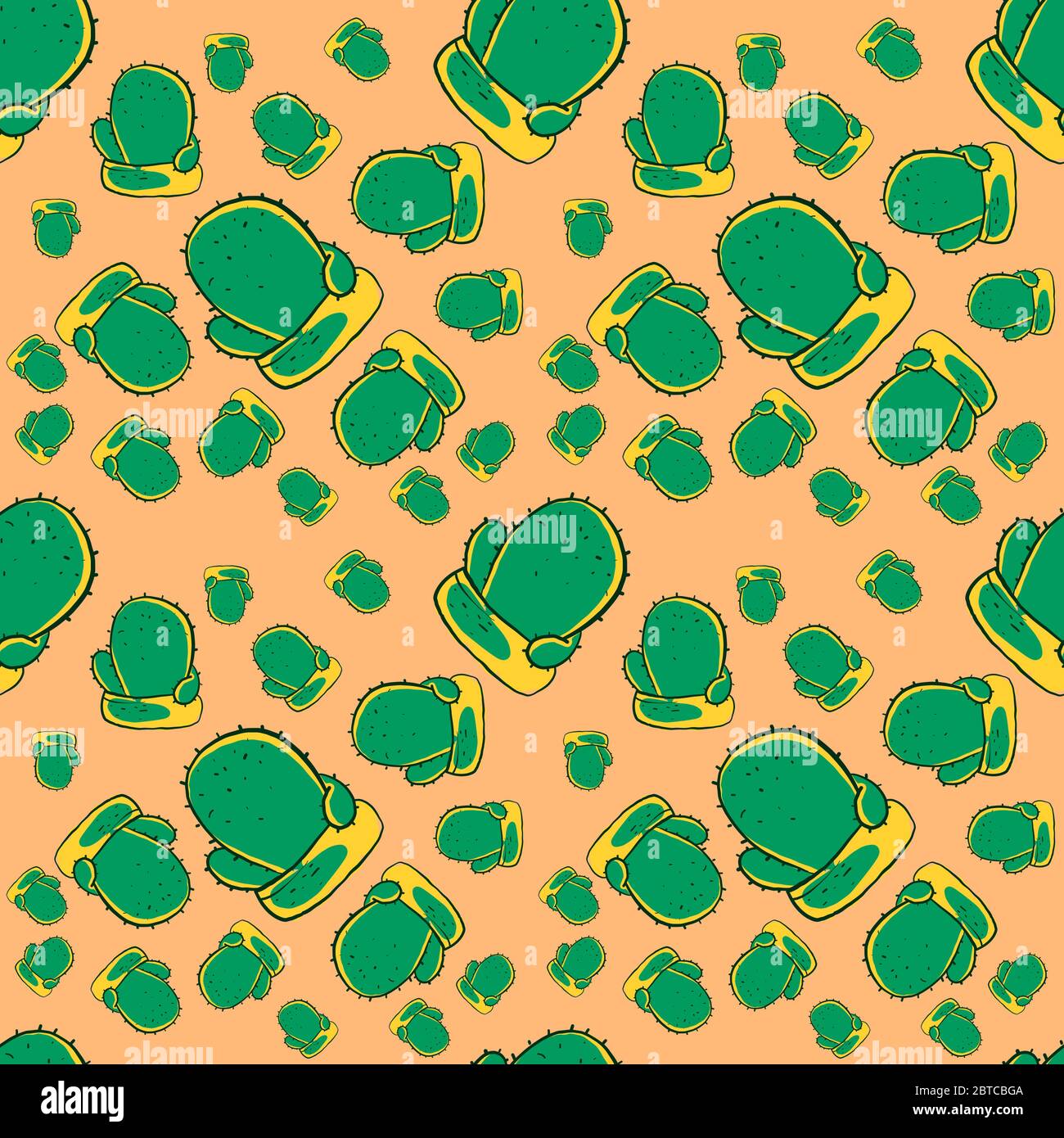 Cactus pattern , illustration, vector on white background Stock Vector