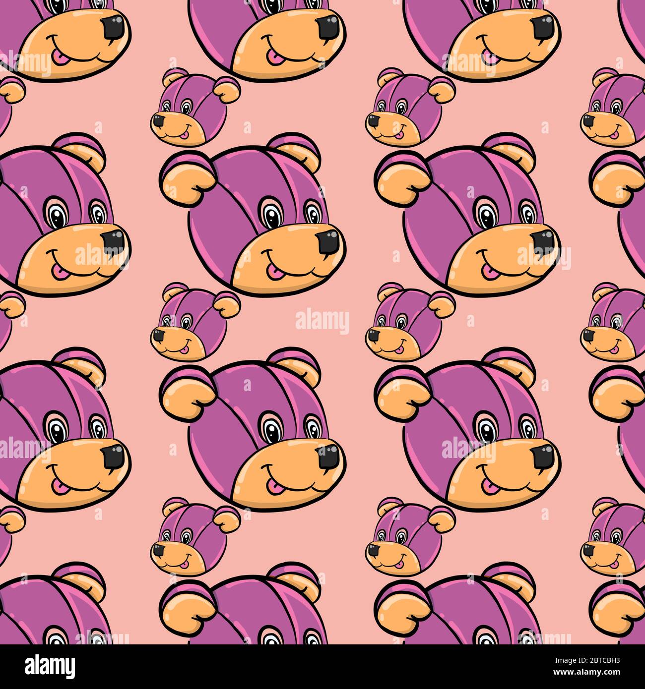 Violet bear pattern , illustration, vector on white background Stock Vector