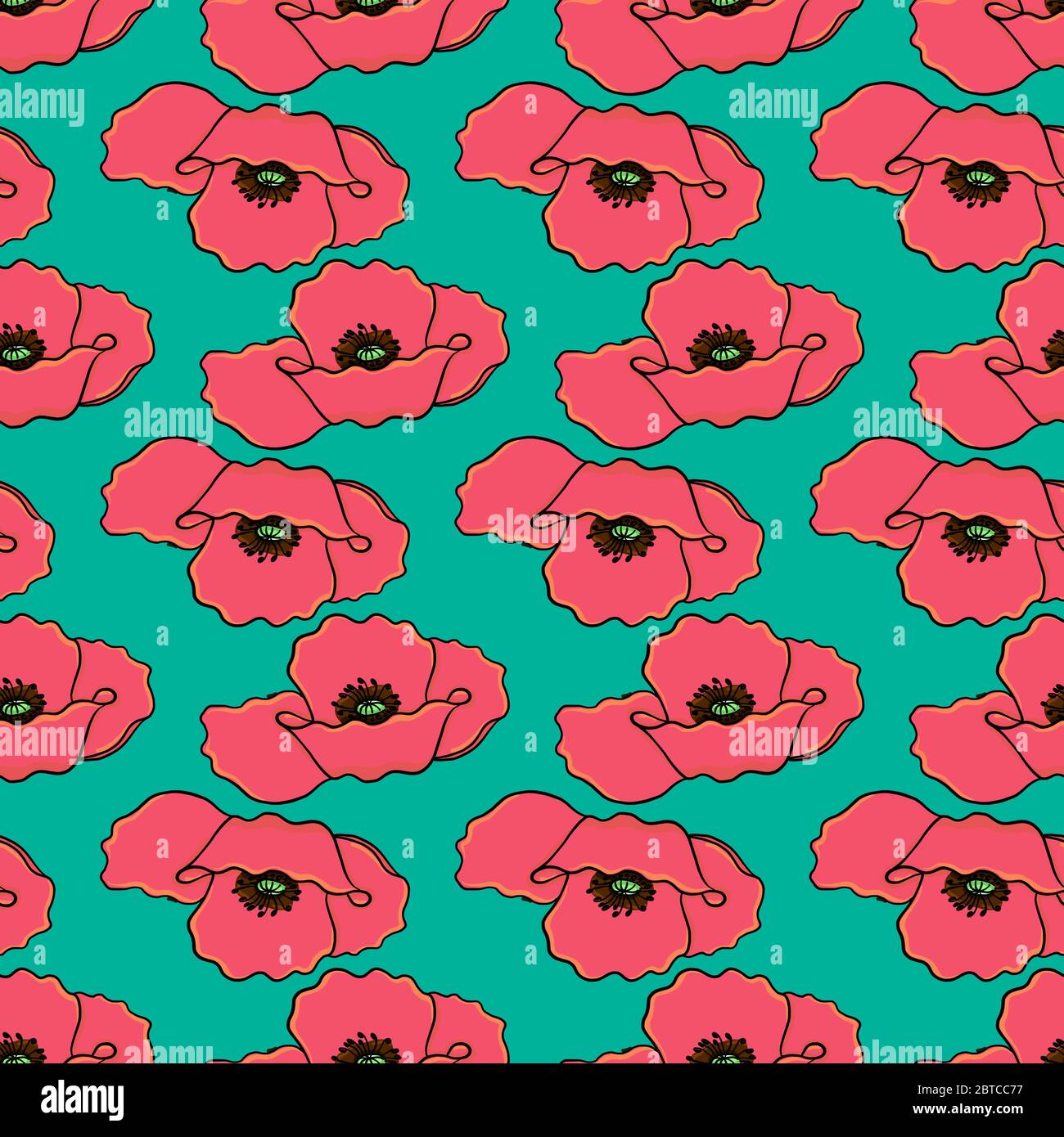 Poppy Pattern Vector Poppies pattern , illustration, vector on white background Stock Vector ...