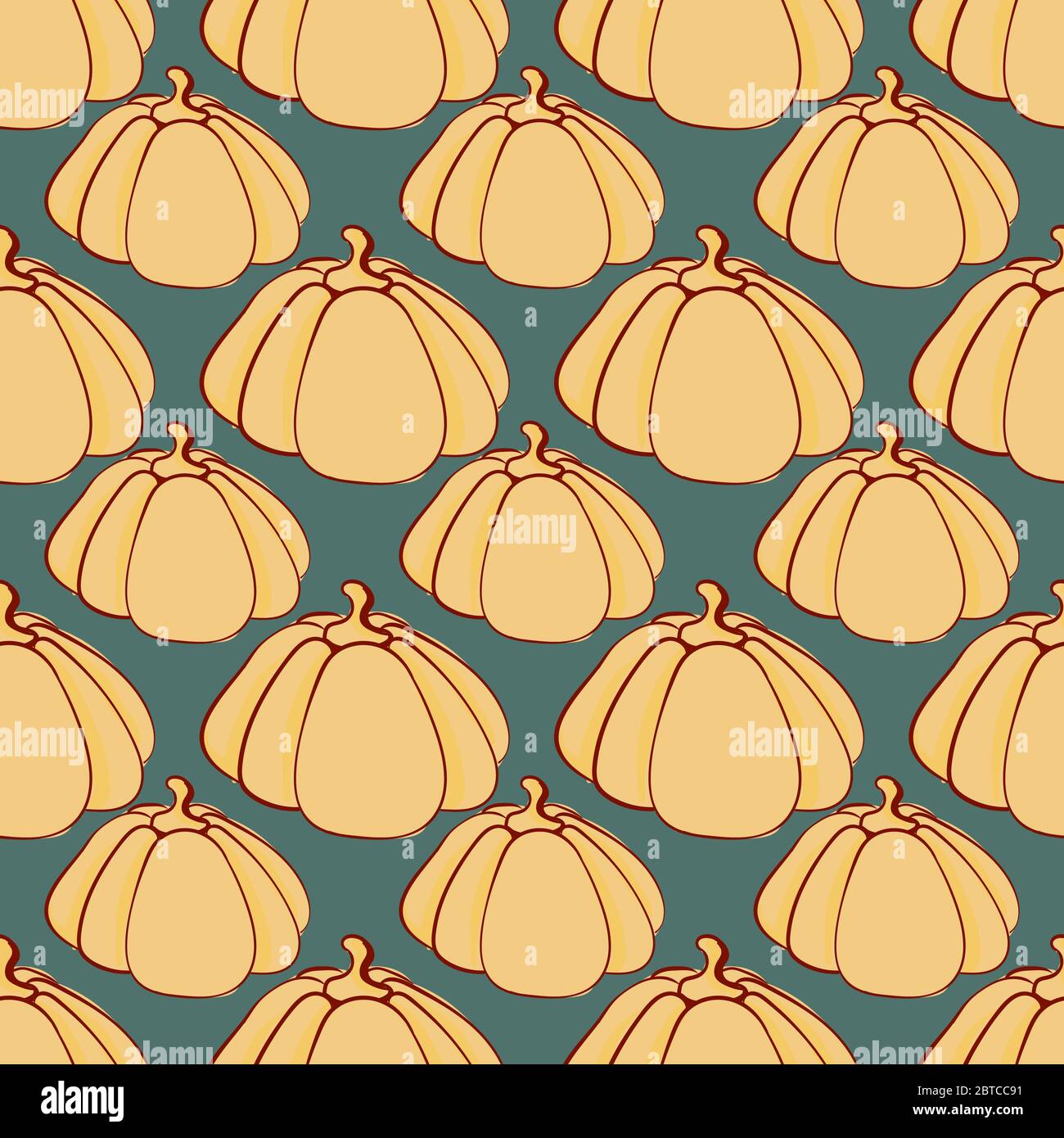 Pumpkins pattern , illustration, vector on white background Stock Vector