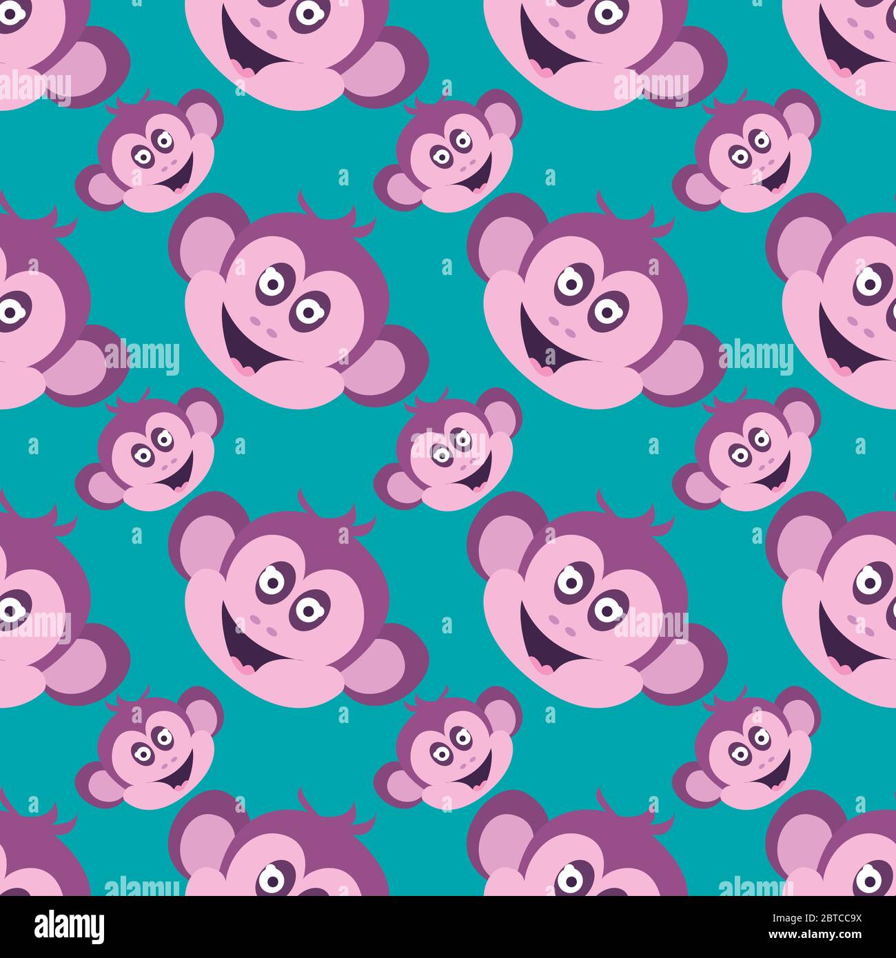 Monkeys pattern , illustration, vector on white background Stock Vector