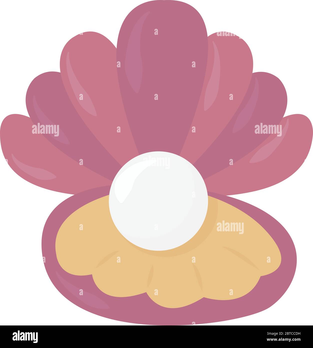 Oyster with pearl , illustration, vector on white background Stock
