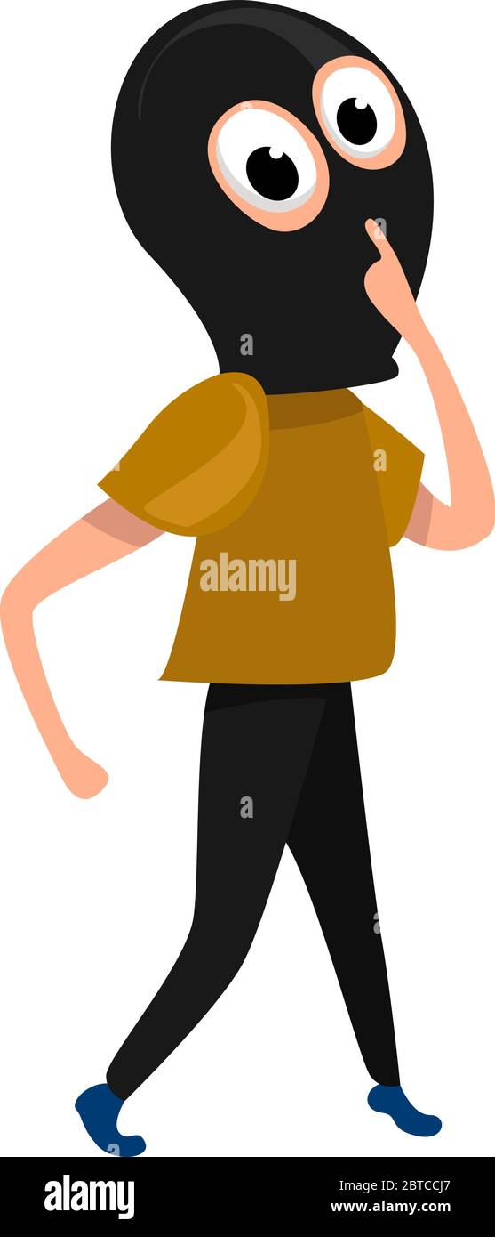 Thief with mask , illustration, vector on white background Stock Vector