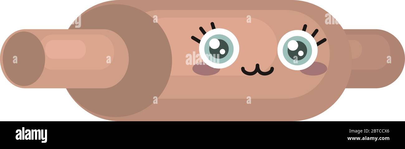 Cute rolling pin , illustration, vector on white background Stock ...