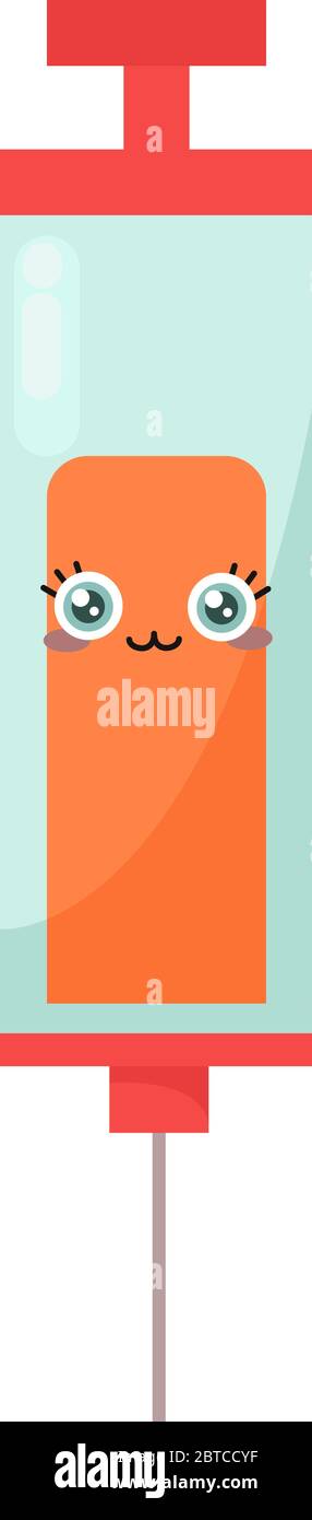 Orange syringe , illustration, vector on white background Stock Vector