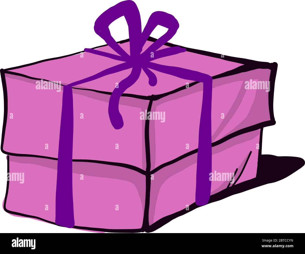 Pink birthday present , illustration, vector on white background Stock ...