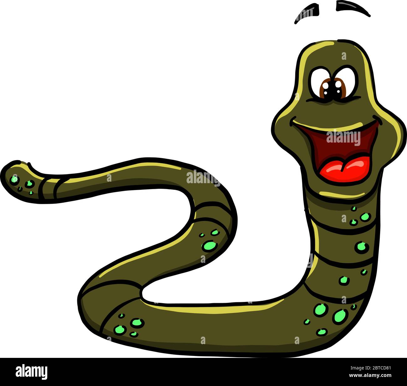 Green snake , illustration, vector on white background Stock Vector
