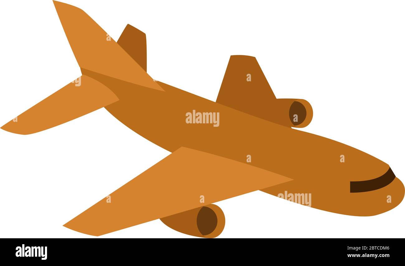 Brown flying aeroplane, illustration, vector on white background Stock
