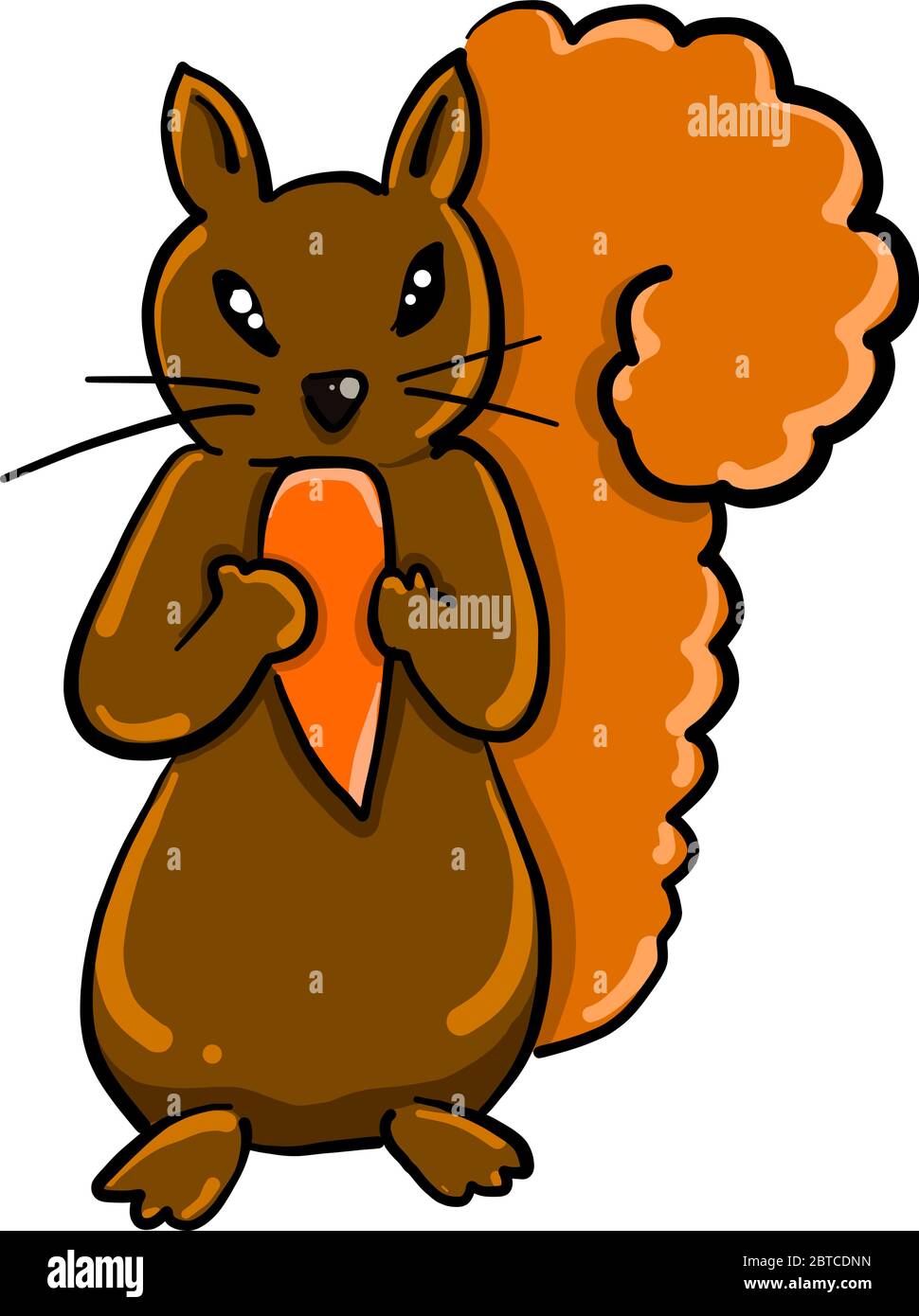 Squirrel with food , illustration, vector on white background Stock Vector