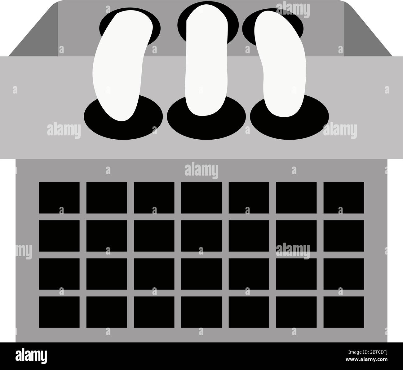 Black and white calendar, illustration, vector on white background