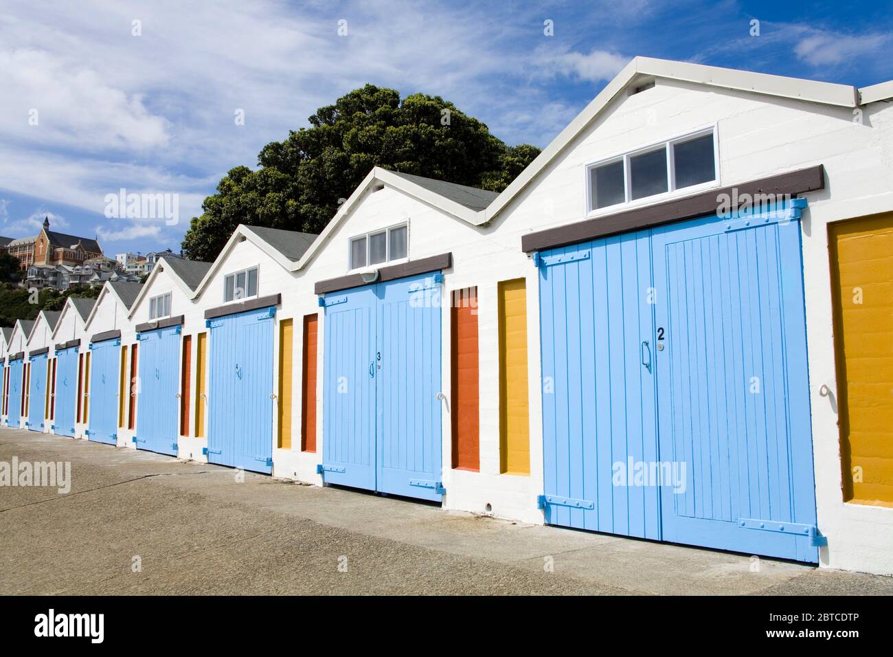 Boat sheds in Chaffers Marina, Oriental Bay,Wellington City,North  Island,New Zealand Stock Photo - Alamy