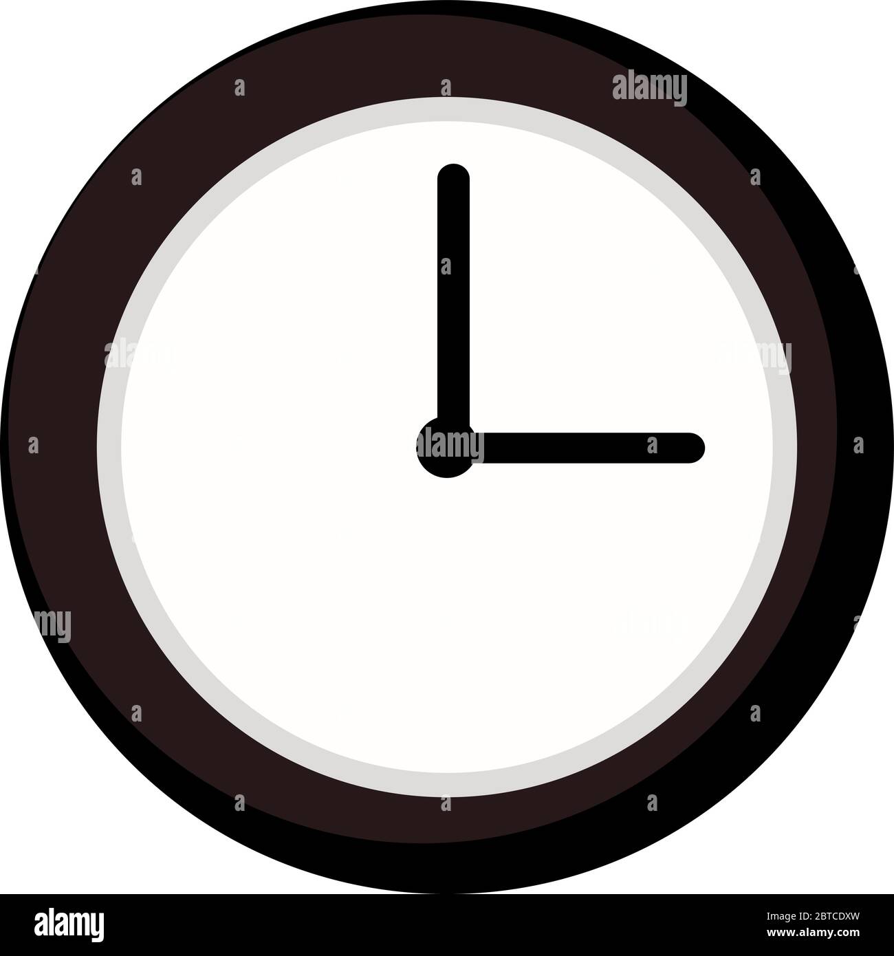 Brown clock, illustration, vector on white background Stock Vector