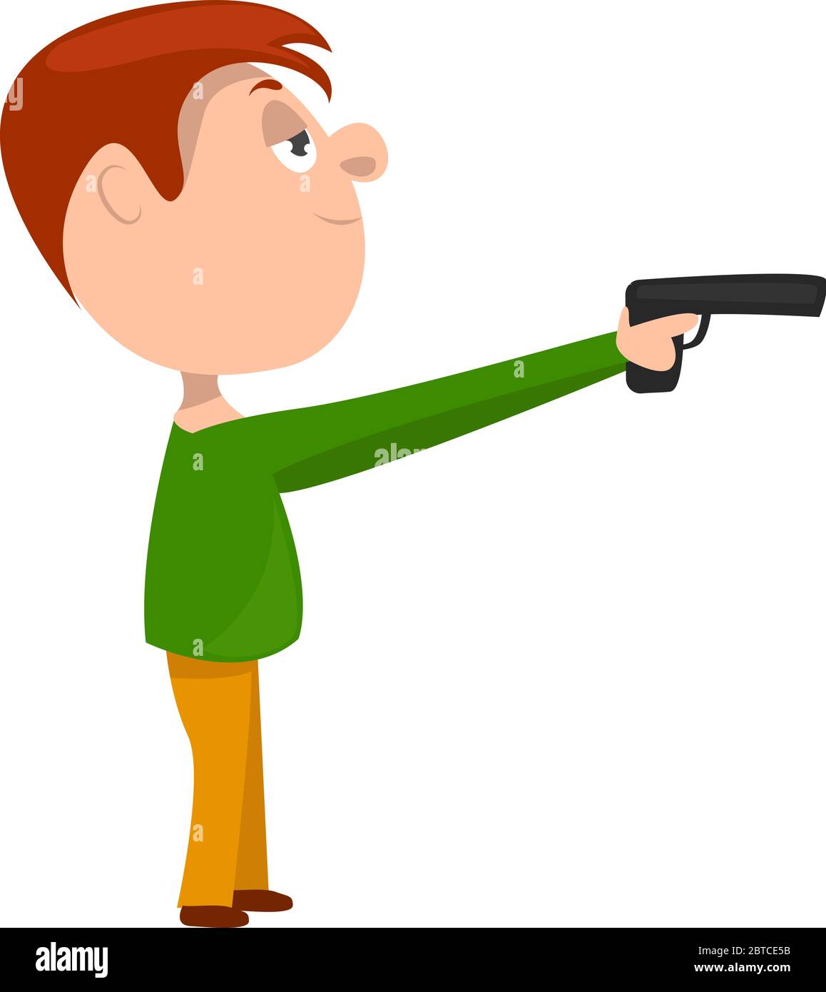 Man with gun , illustration, vector on white background Stock Vector