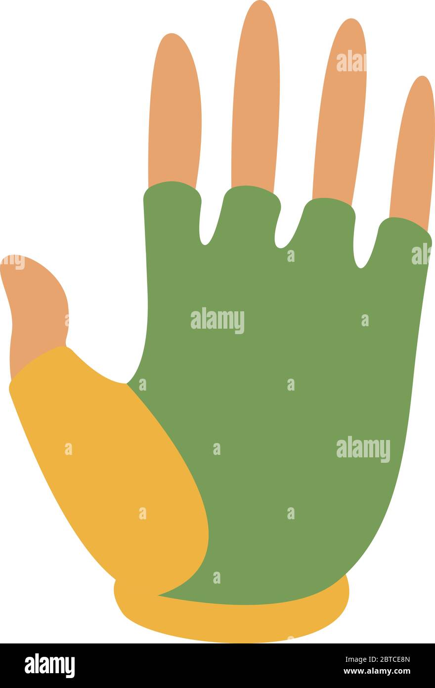 Green bike gloves, illustration, vector on white background Stock
