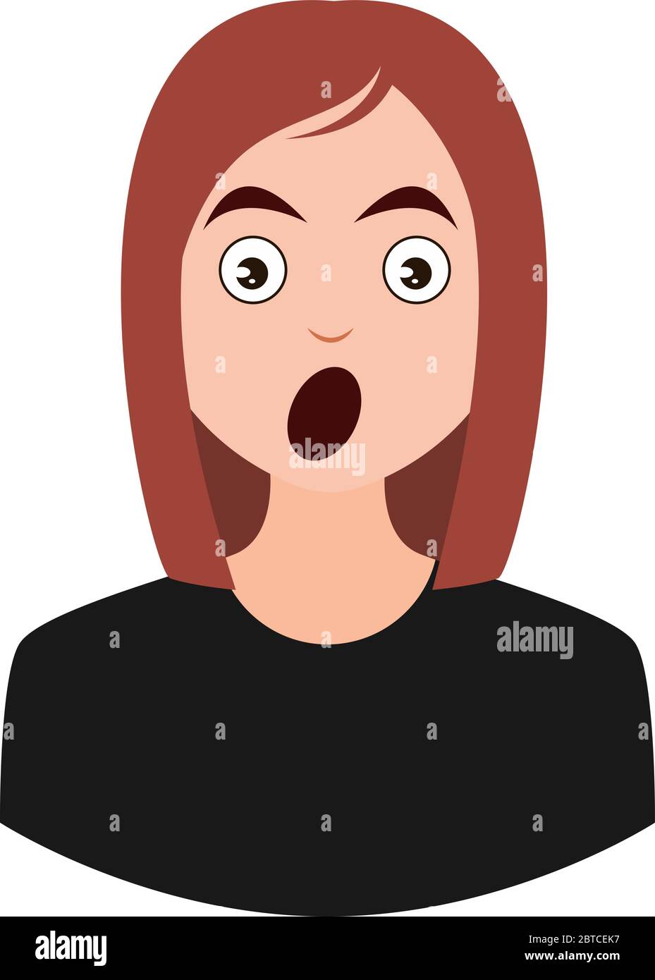 Shocked girl emoji, illustration, vector on white background Stock Vector