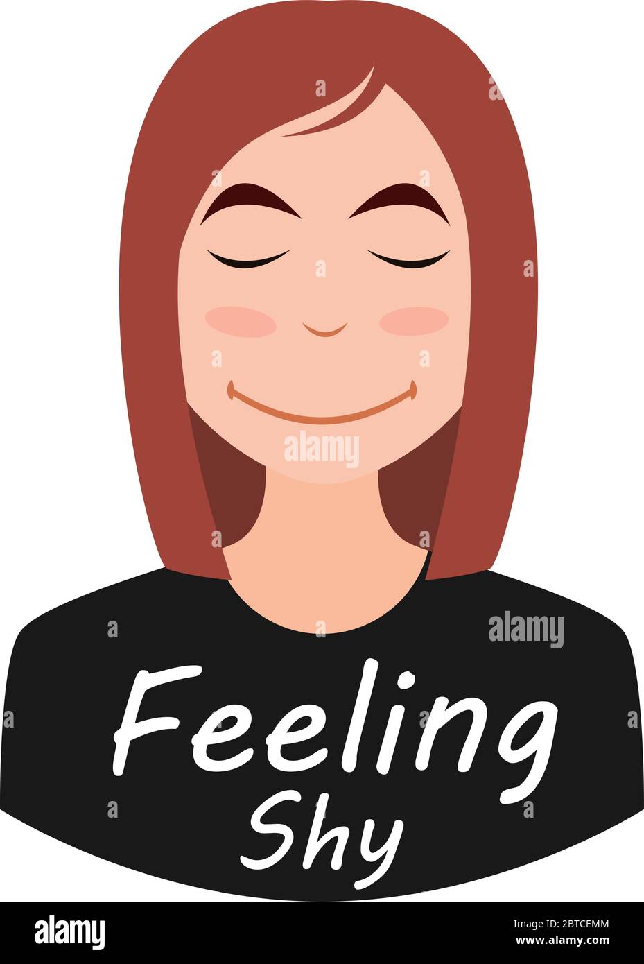 Shy girl emoji, illustration, vector on white background Stock Vector