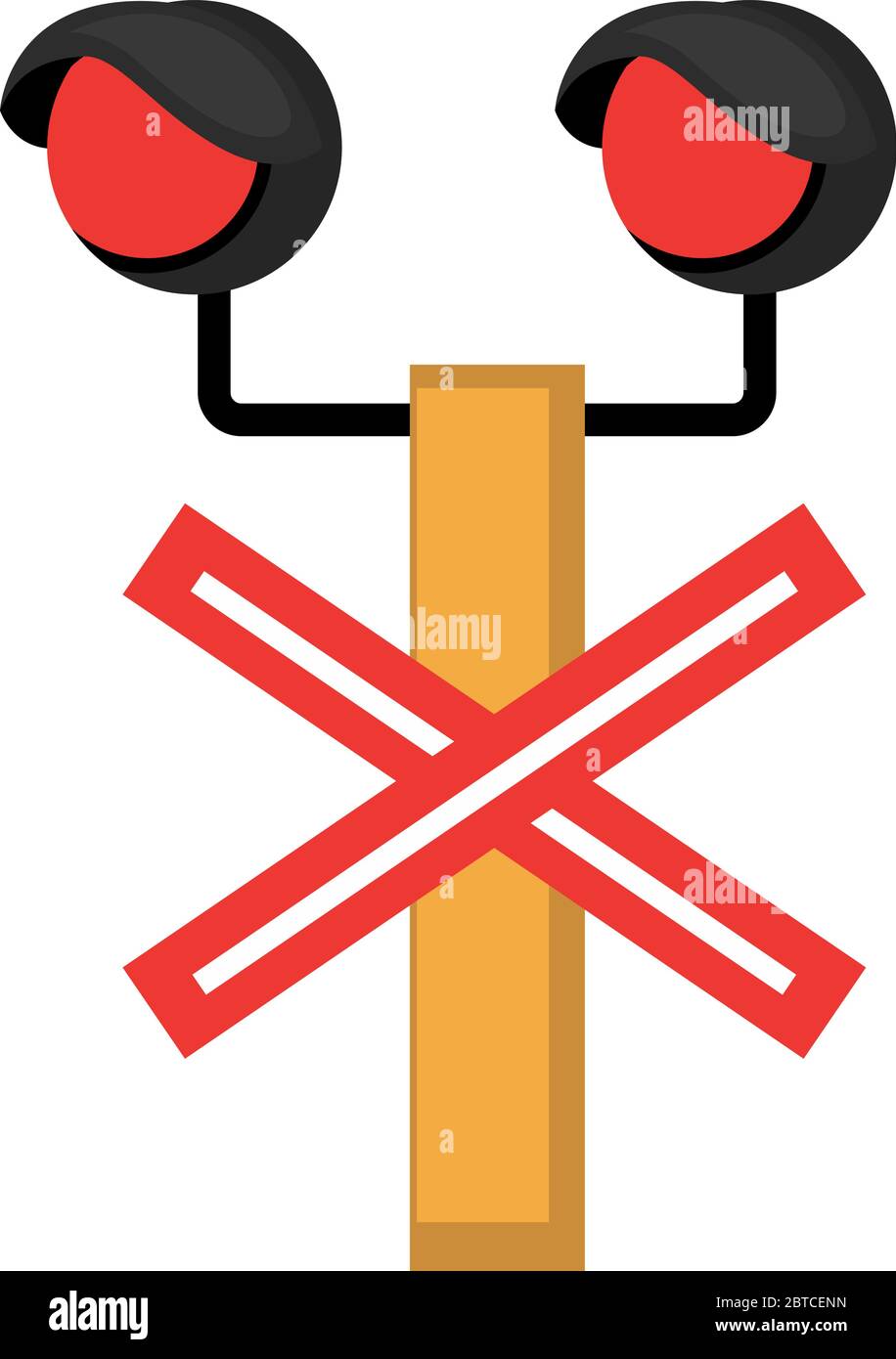 Train red light, illustration, vector on white background Stock Vector